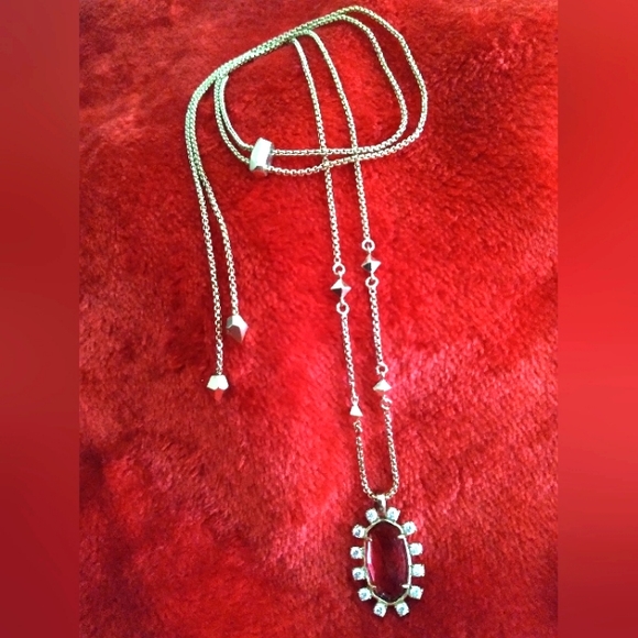New Kendra Scott Ruby Red Diamond Pendant Gold Necklace 💛❤ - Picture 3 of 12